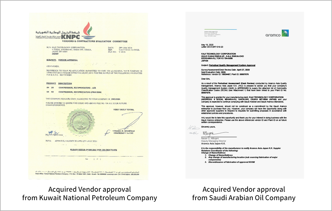 Acquisition of vendor approval from global oil companies 